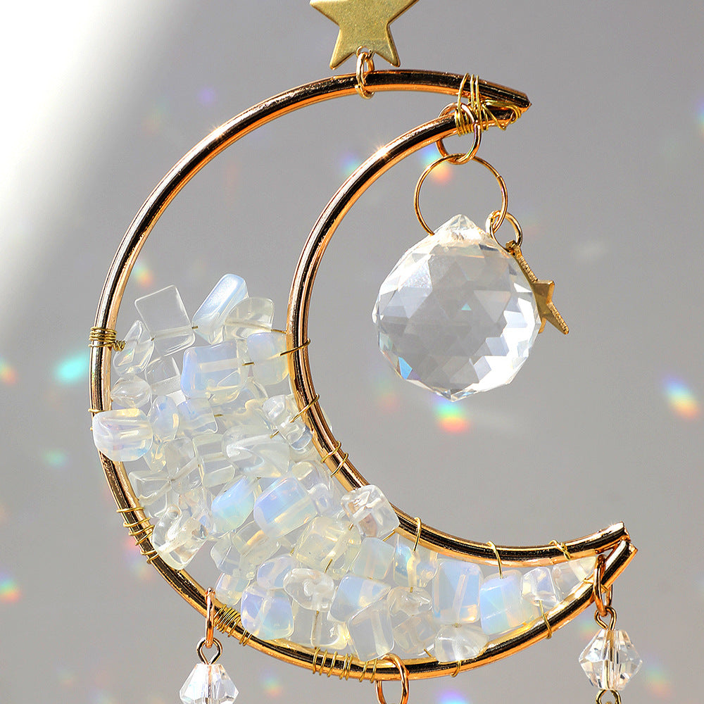Natural Gravel Moon Hourglass Sun Catcher Pendant