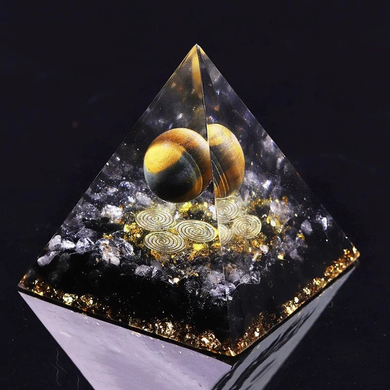 Crystal Ball Pyramid – Crushed Stone Drip Design | Energy Décor