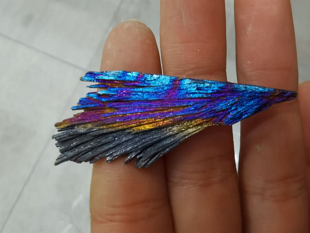 Electroplated Peacock Blue Flame Feather Vug Mineral Specimen