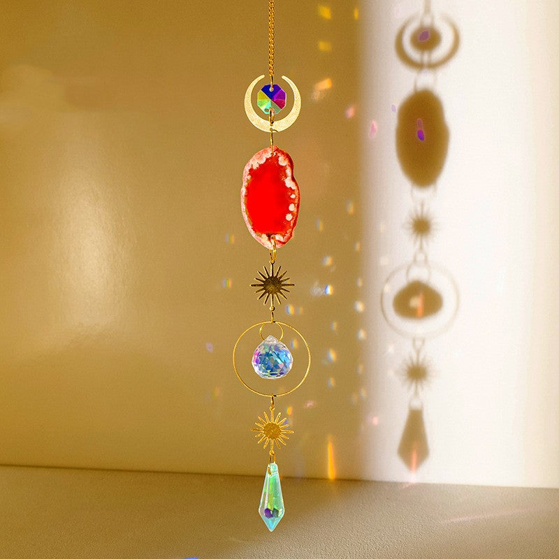 Natural Colorful Agate Slices Sun Catcher Pendant