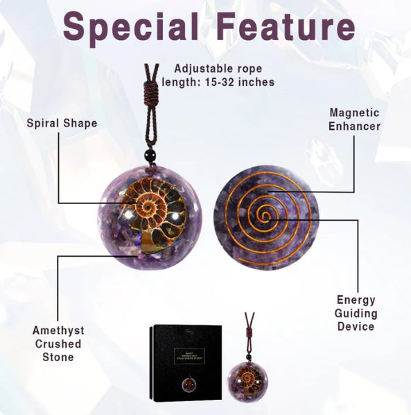 Amethyst Spiral Energy Magnetic Pendant