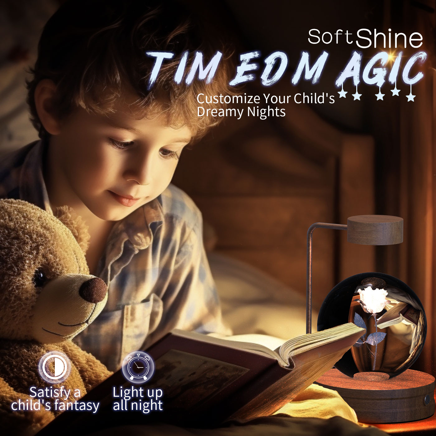 Crystal Ball Night Light – 3D Cosmic LED Bedside Lamp