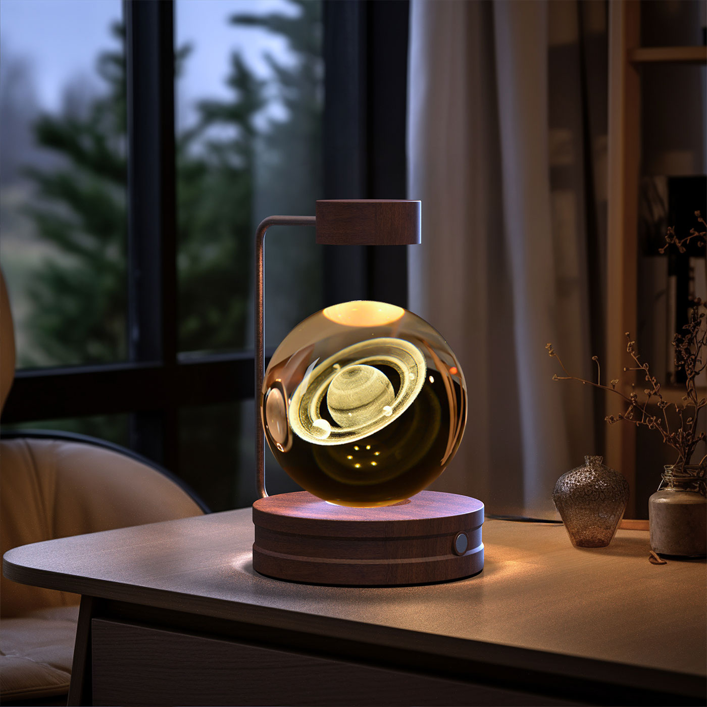 Crystal Ball Night Light – 3D Cosmic LED Bedside Lamp