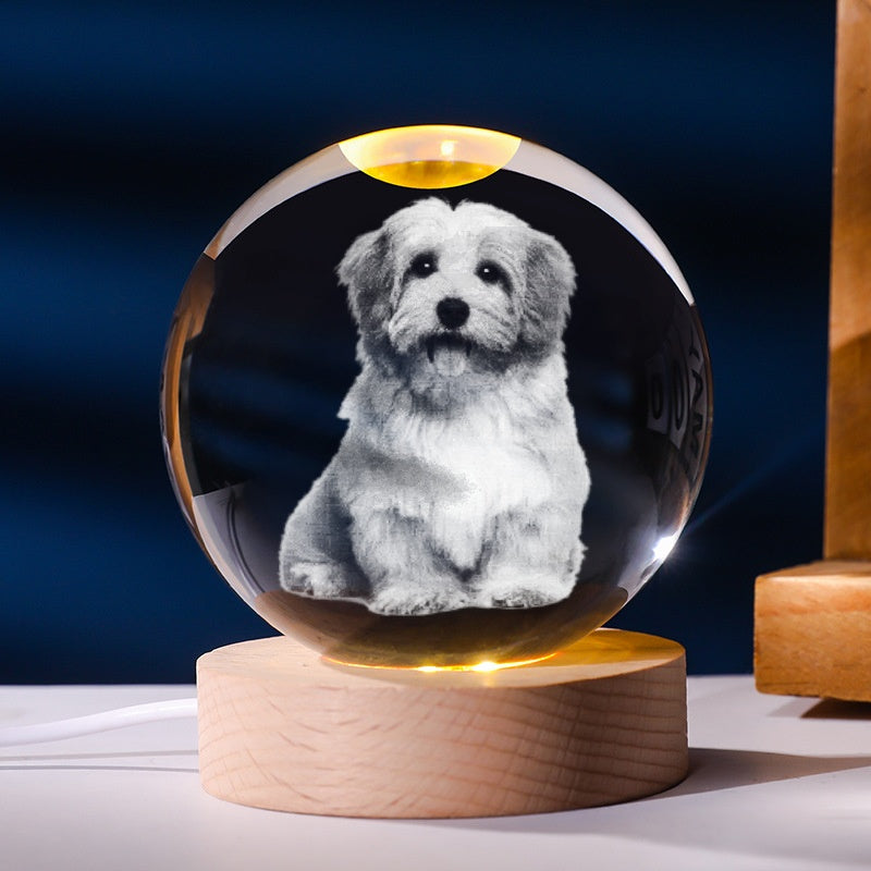6CM Crystal Ball with LED Light Base — Healing Sphere & Home Decor