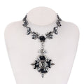 Alloy Inlaid Gemstone Necklace — Crystal Statement Jewelry