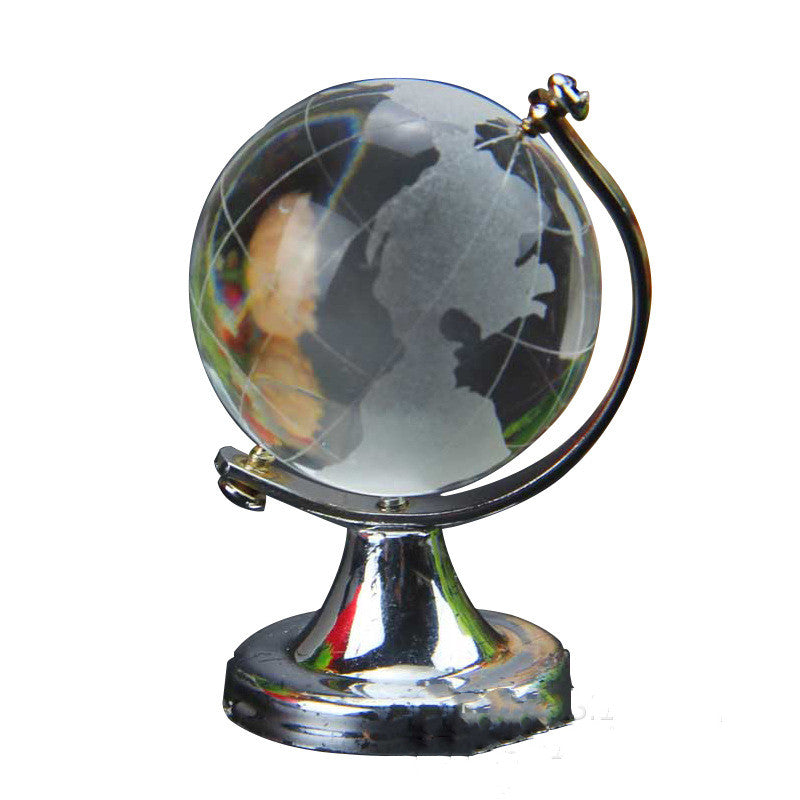 Crystal Earth Ornament – White Crystal Globe Decor
