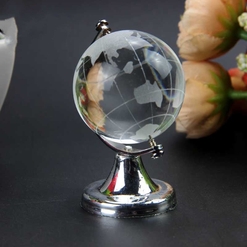 Crystal Earth Ornament – White Crystal Globe Decor