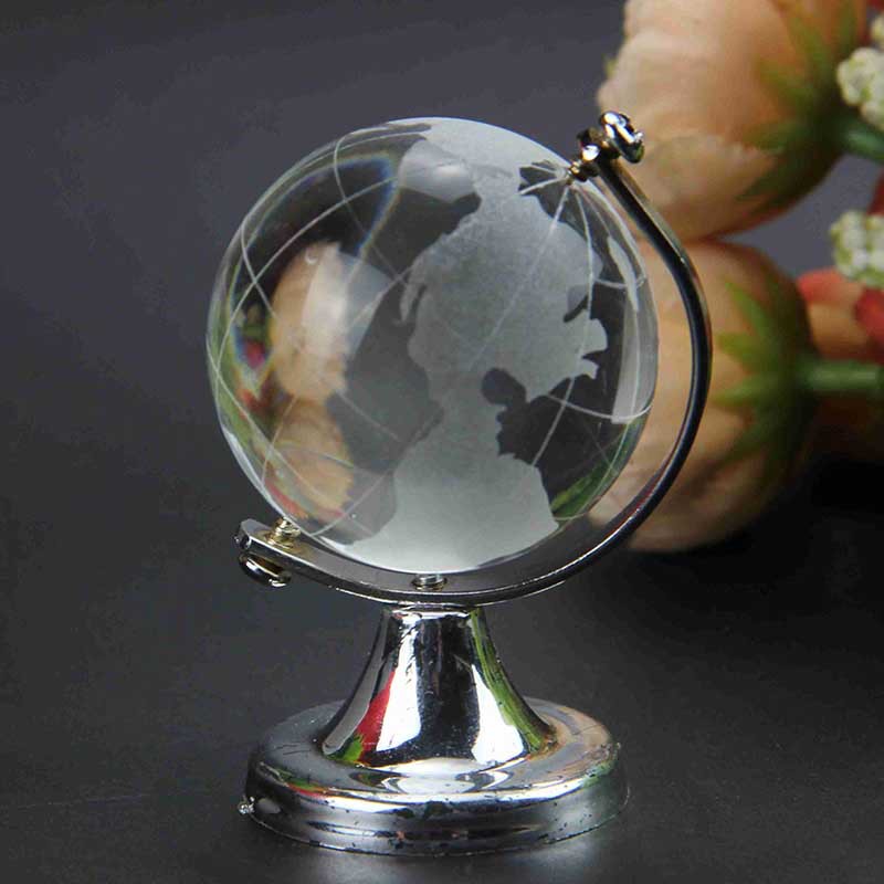 Crystal Earth Ornament – White Crystal Globe Decor