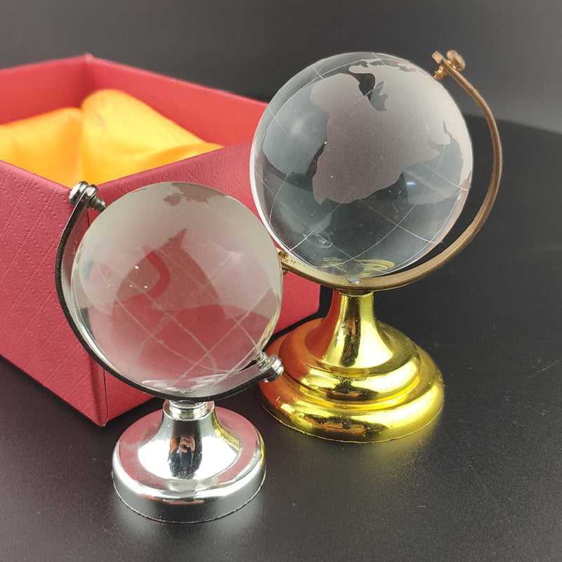 Crystal Earth Ornament – White Crystal Globe Decor