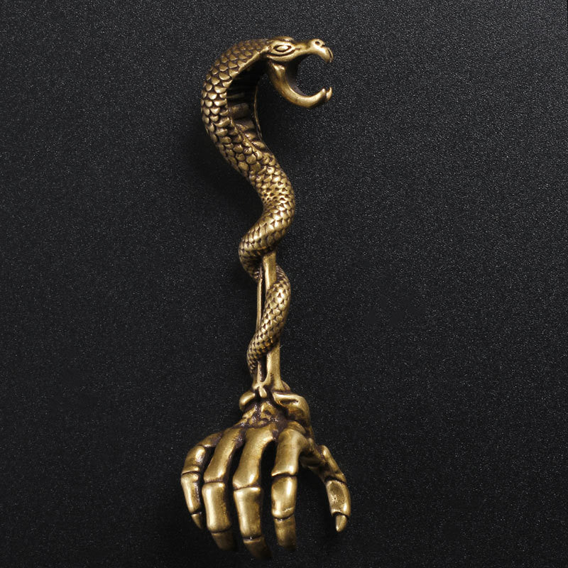 Copper Heavy Handle Cobra Skull Palm Combination Ring