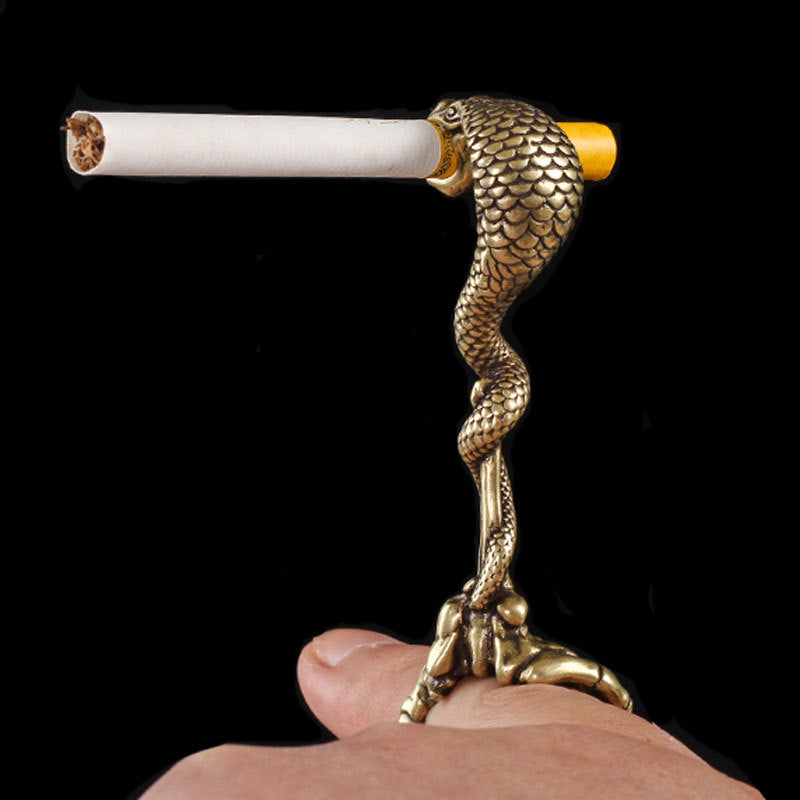 Copper Heavy Handle Cobra Skull Palm Combination Ring