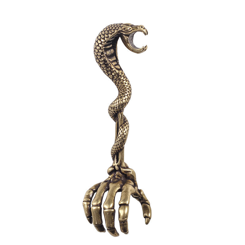 Copper Heavy Handle Cobra Skull Palm Combination Ring