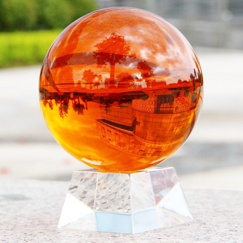 Amber Crystal Ball — Natural Citrine Sphere for Healing & Decor