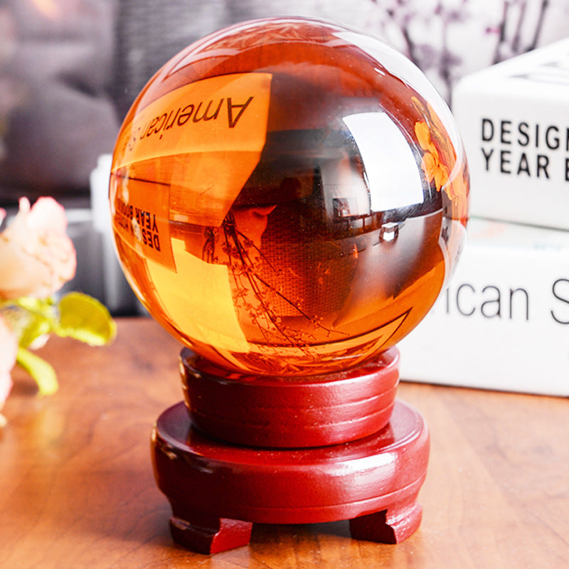 Amber Crystal Ball — Natural Citrine Sphere for Healing & Decor