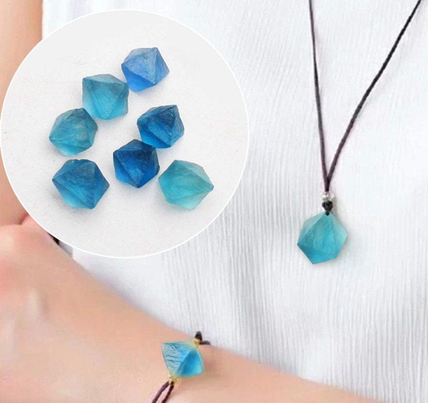 Crystal Gravel Natural Blue Fluorite Rough Ornaments Octahedron Small Crystal Jewelry Mineral Specimens