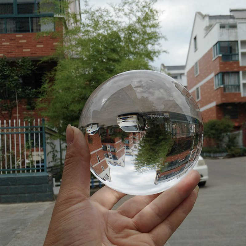 Crystal Glass Ball with Base — 70mm Transparent Decorative Sphere