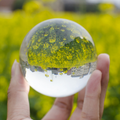 Crystal Glass Ball with Base — 70mm Transparent Decorative Sphere