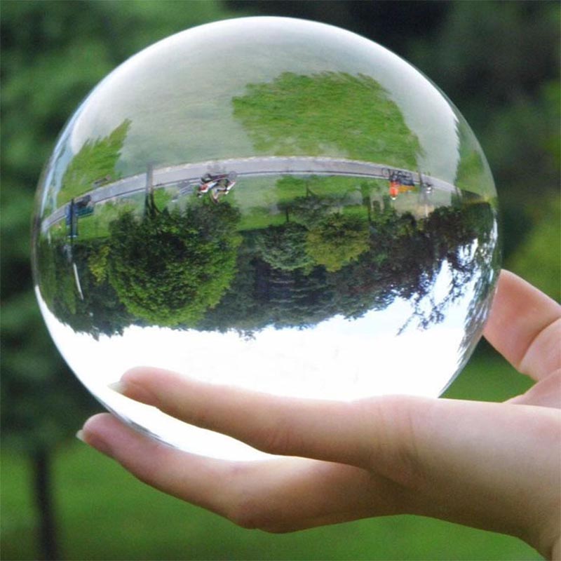 Crystal Glass Ball with Base — 70mm Transparent Decorative Sphere