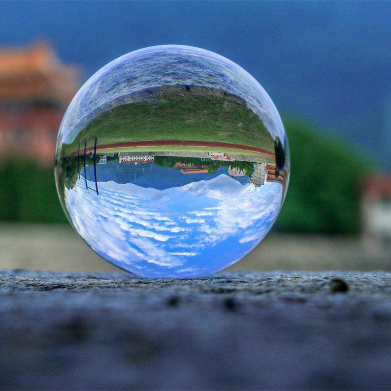 Crystal Glass Ball with Base — 70mm Transparent Decorative Sphere