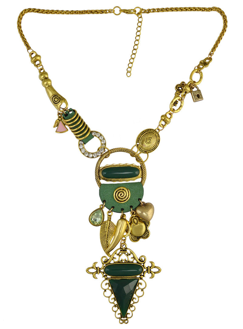 Vintage Multilayer Leather Gemstone Necklace