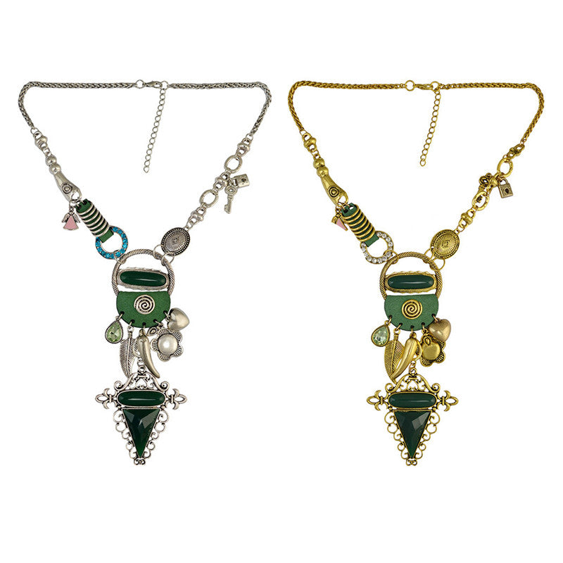 Vintage Multilayer Leather Gemstone Necklace
