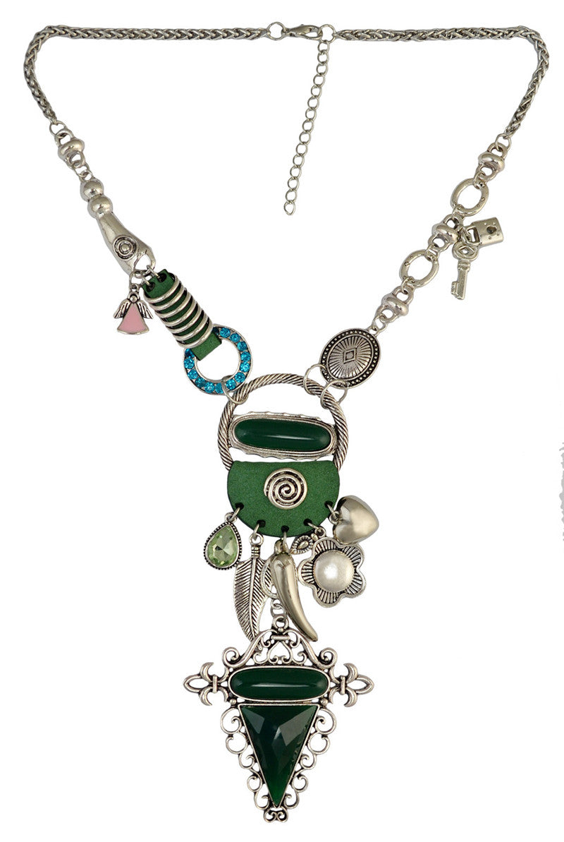 Vintage Multilayer Leather Gemstone Necklace