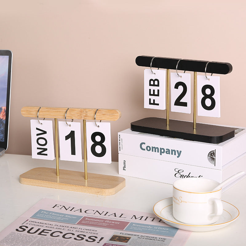 Modern Minimalist Wooden Calendar Flip Hanging Perpetual Calendar Bedroom Desk Ornaments