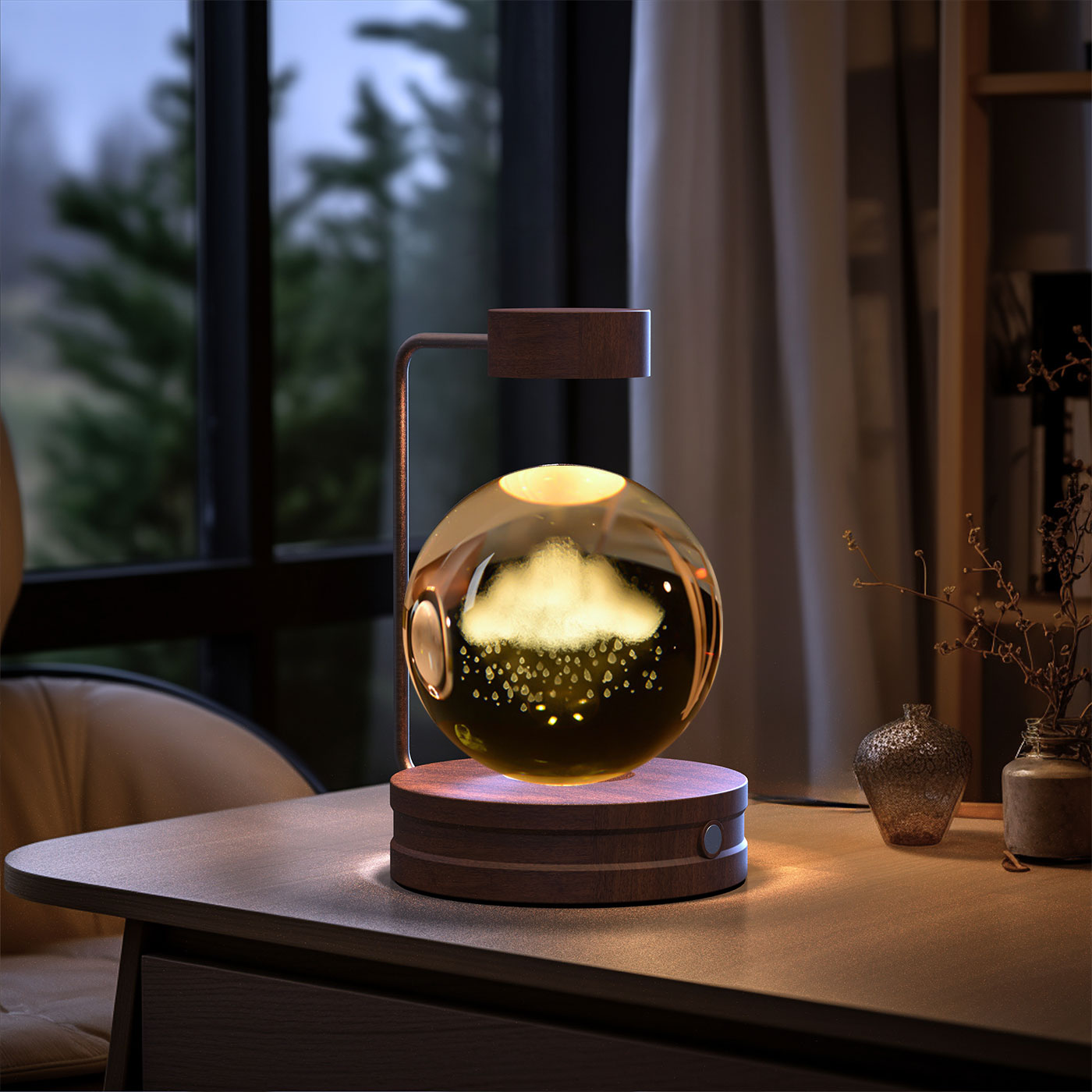 Crystal Ball Night Light – 3D Cosmic LED Bedside Lamp