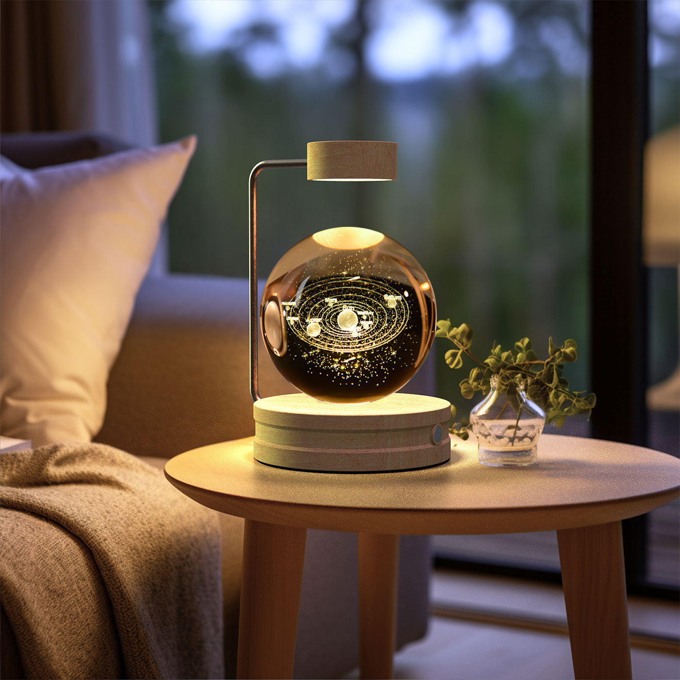 Crystal Ball Night Light – 3D Cosmic LED Bedside Lamp