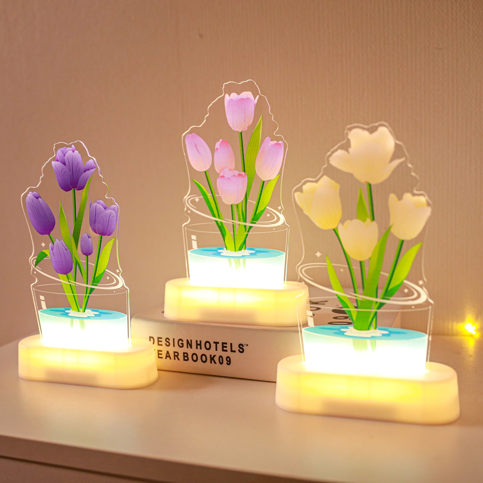 UV Color Printing Tulip Light Decorative Ornaments Small Night Lamp Home Decor