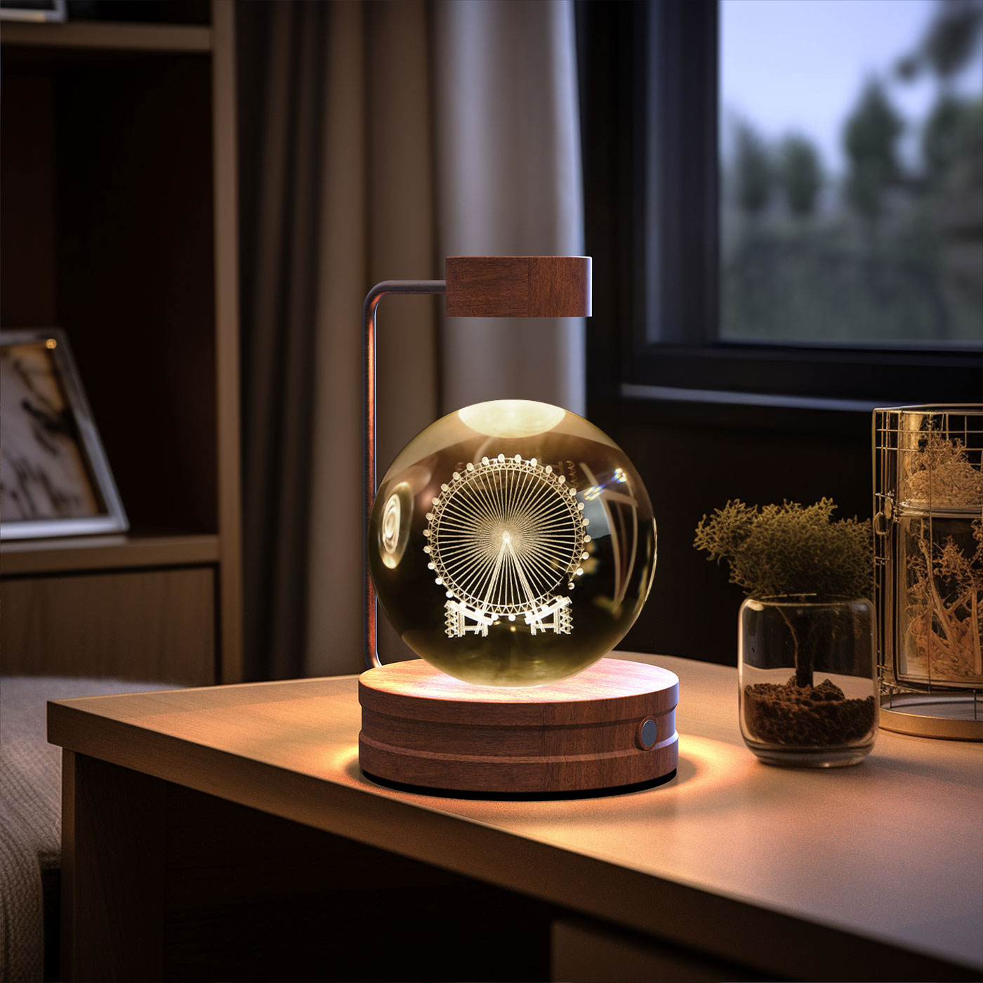 Crystal Ball Night Light – 3D Cosmic LED Bedside Lamp