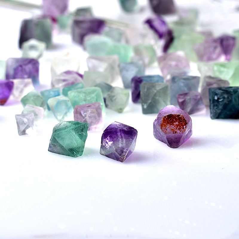 Natural Fluorite Raw Crystal Cluster — Purple, Green, Blue & White