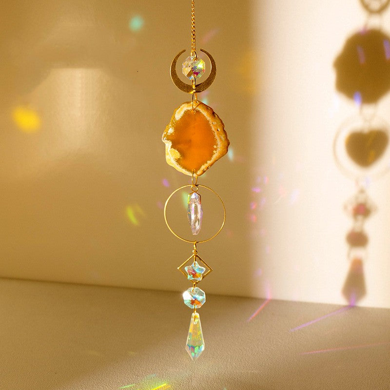 Natural Colorful Agate Slices Sun Catcher Pendant