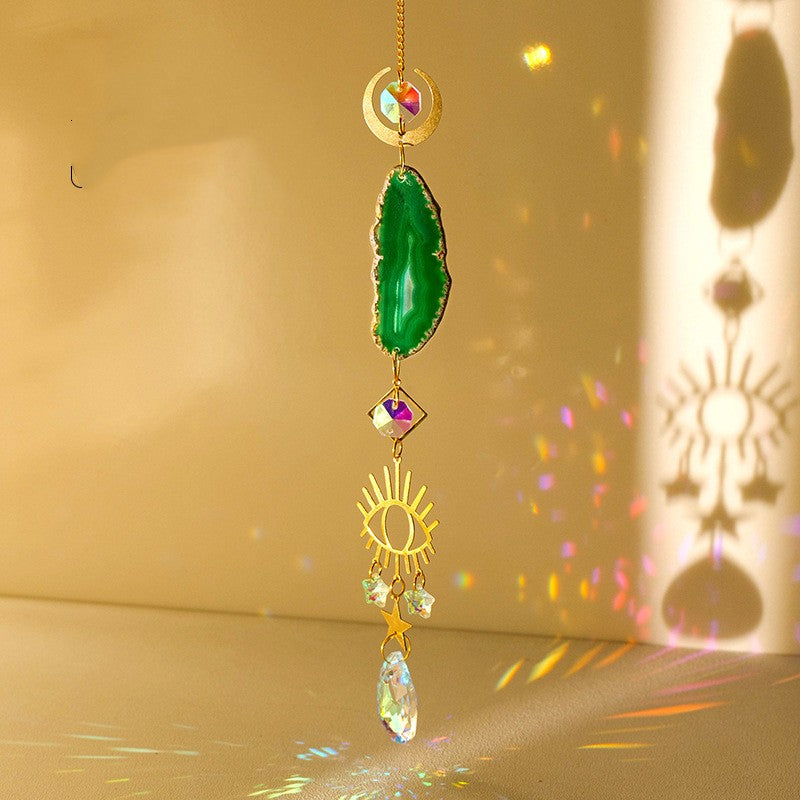 Natural Colorful Agate Slices Sun Catcher Pendant