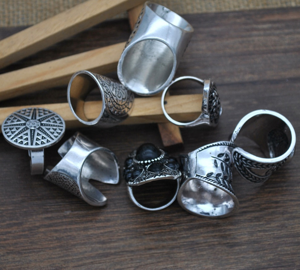 Vintage Eight-Piece Gemstone Ring Set
