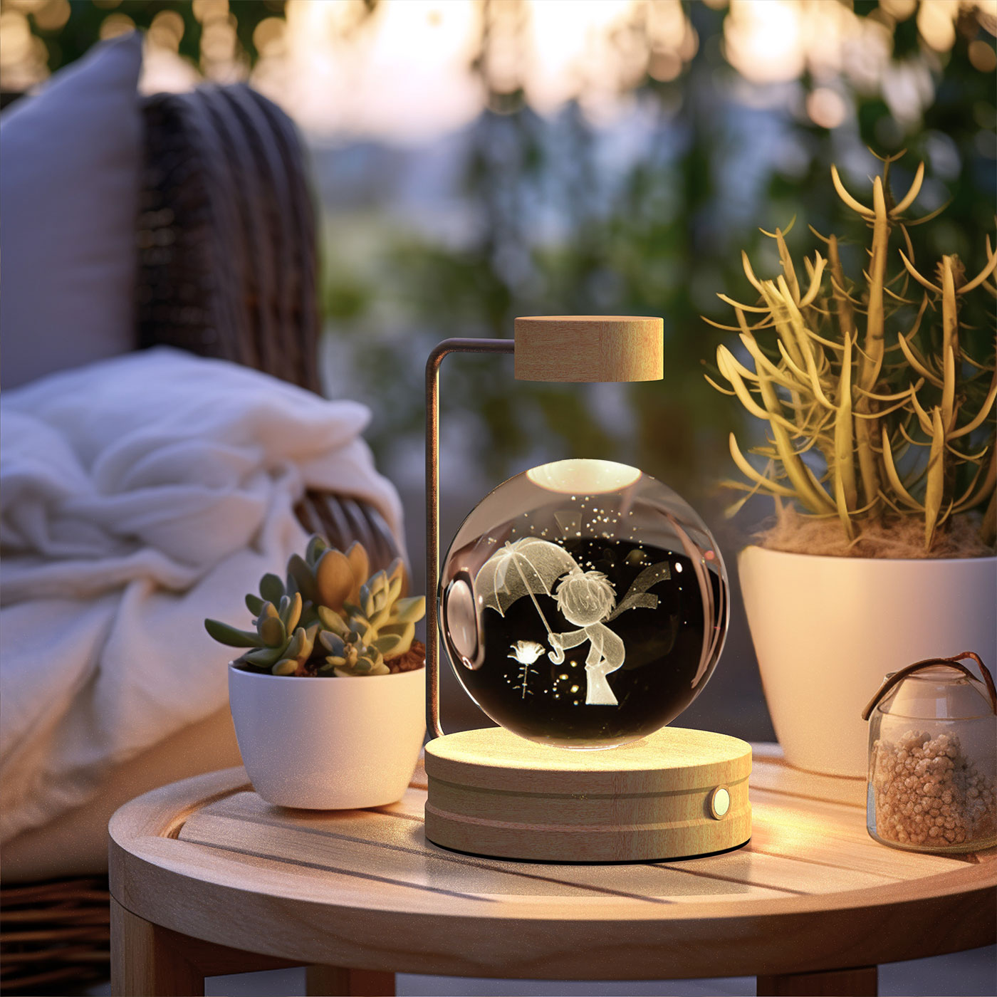 Crystal Ball Night Light – 3D Cosmic LED Bedside Lamp