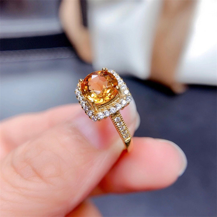 Natural Brazilian Citrine Ring – Silver Inlay | Luck & Prosperity