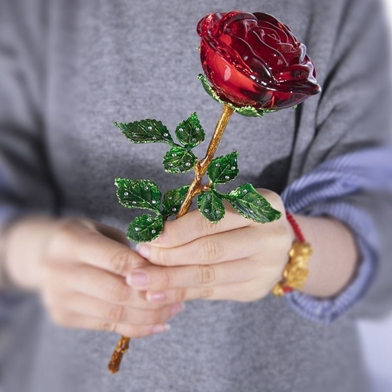 Household Fashion Glass Crystal Rose Gift