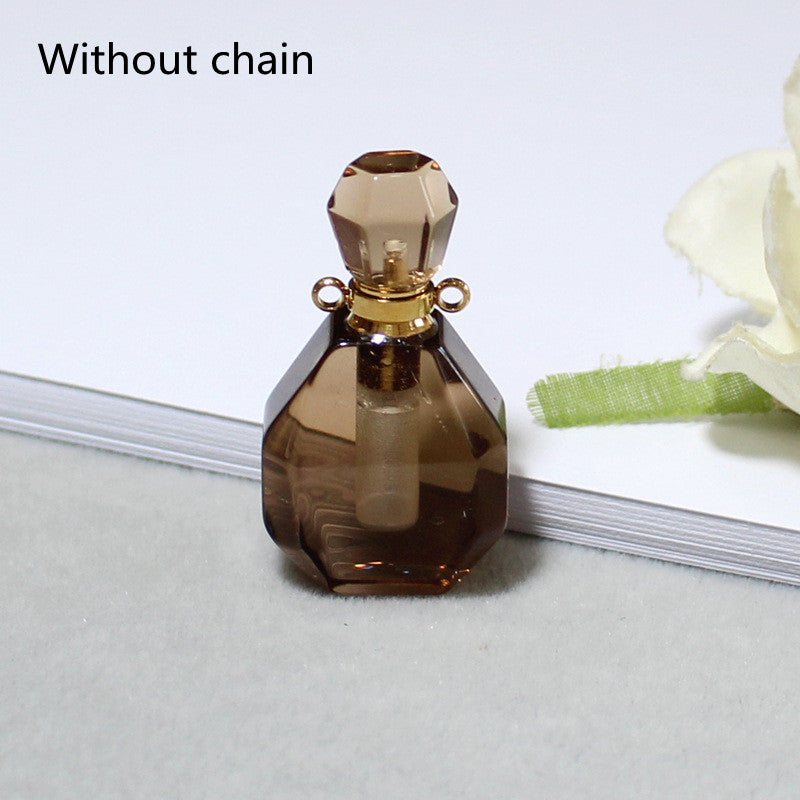 Amethyst Green Fluorite Gold Double Ring Pendant