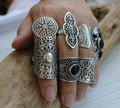 Vintage Eight-Piece Gemstone Ring Set