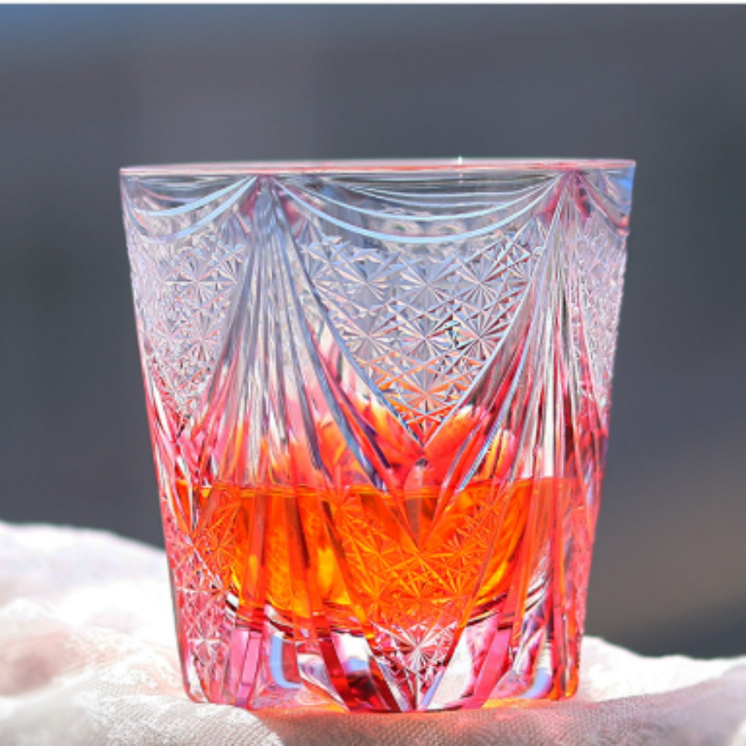 Hand-carved Crystal Glass Fluorite Whiskey Glass