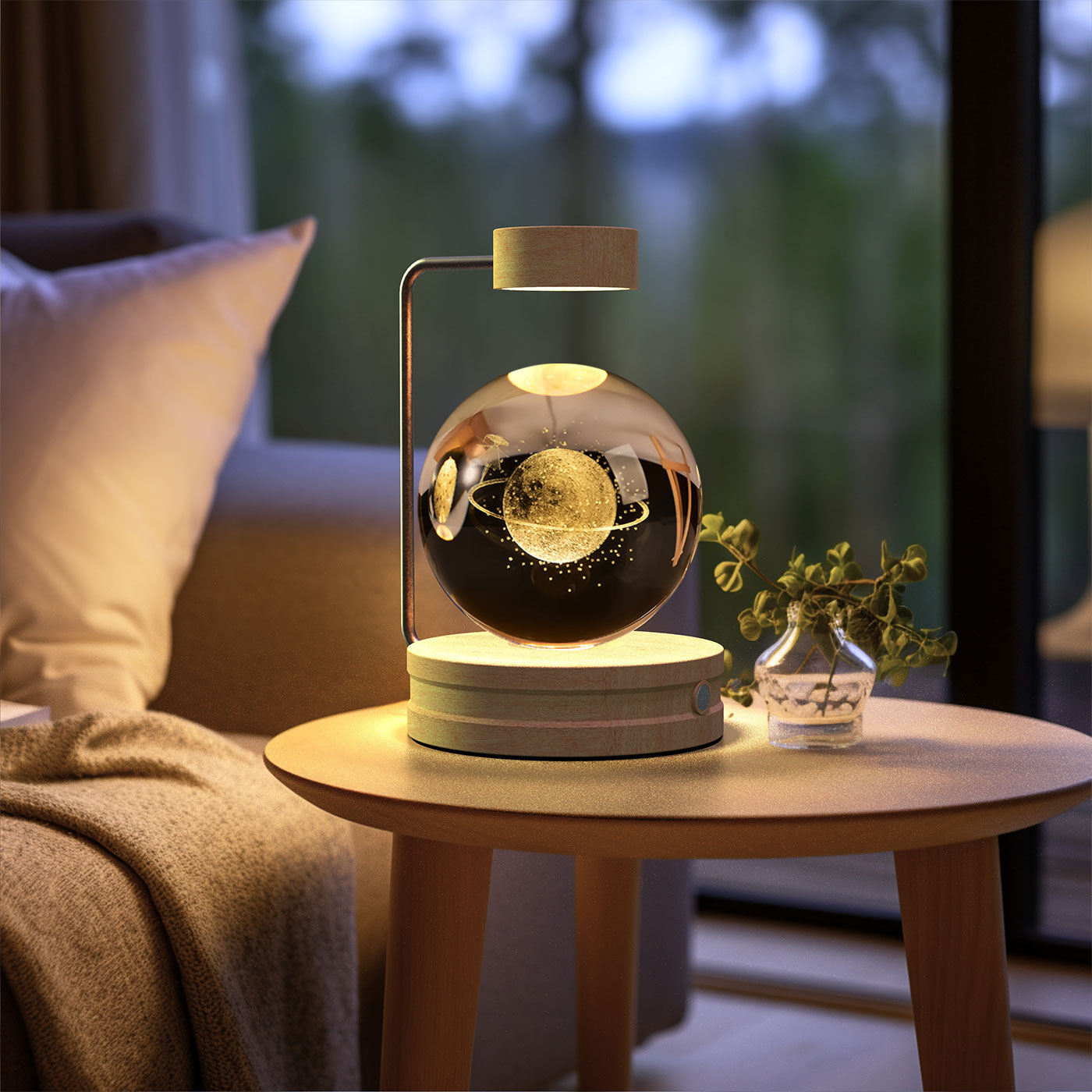 Crystal Ball Night Light – 3D Cosmic LED Bedside Lamp