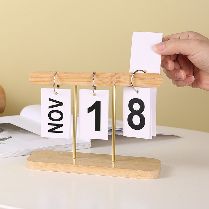 Modern Minimalist Wooden Calendar Flip Hanging Perpetual Calendar Bedroom Desk Ornaments