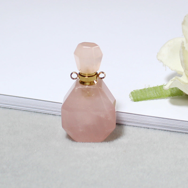 Amethyst Green Fluorite Gold Double Ring Pendant