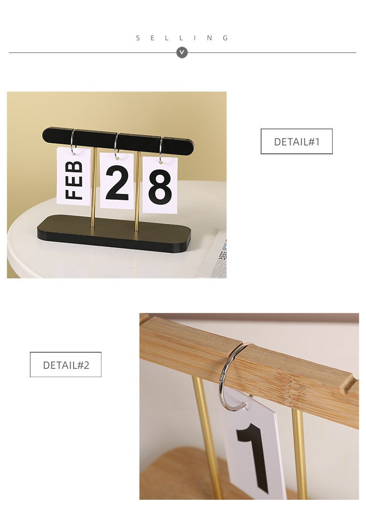 Modern Minimalist Wooden Calendar Flip Hanging Perpetual Calendar Bedroom Desk Ornaments