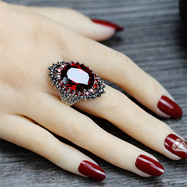 Vintage Thai Silver Gemstone Ring — Handcrafted Boho Jewelry