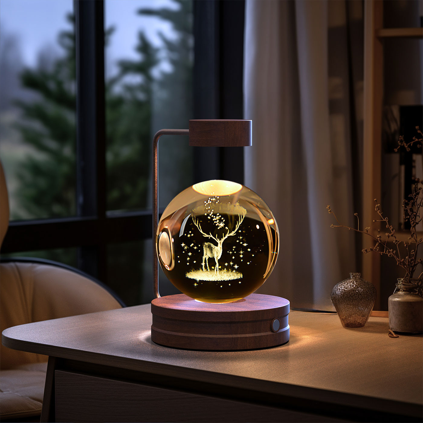 Crystal Ball Night Light – 3D Cosmic LED Bedside Lamp