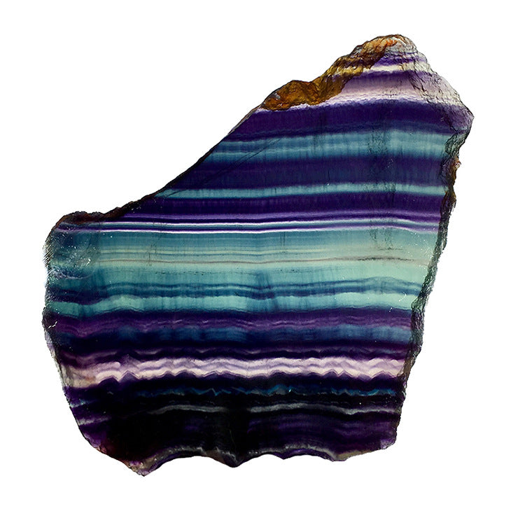 Natural Fluorite Rough Stone Ornaments Sliced Crystal