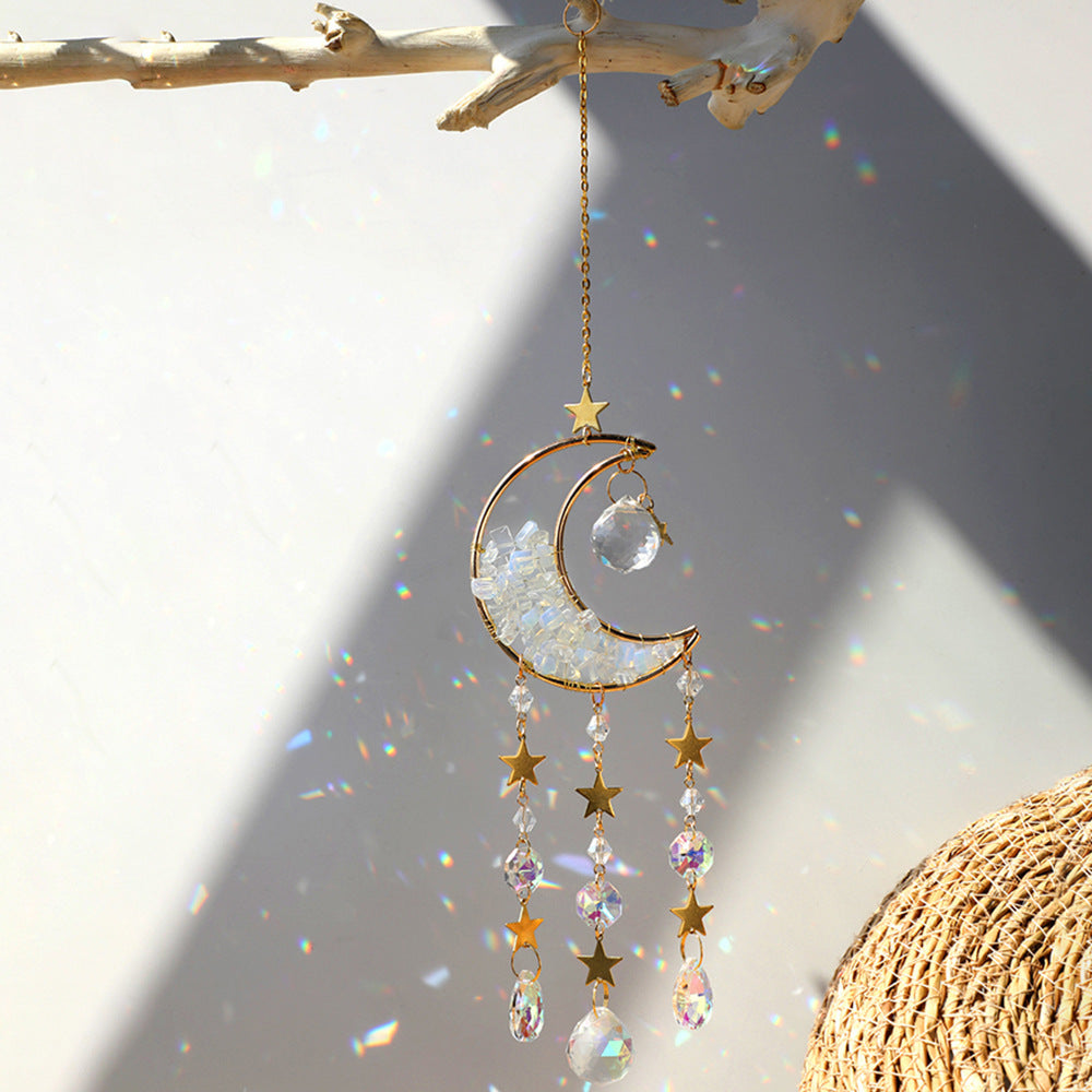 Natural Gravel Moon Hourglass Sun Catcher Pendant