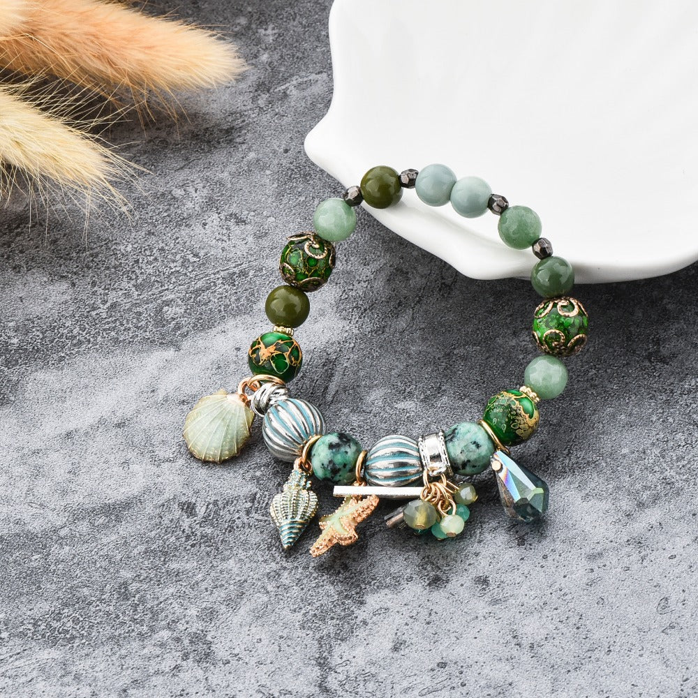 National Style Black Natural Stone Shell Beach Bracelet Jewelry